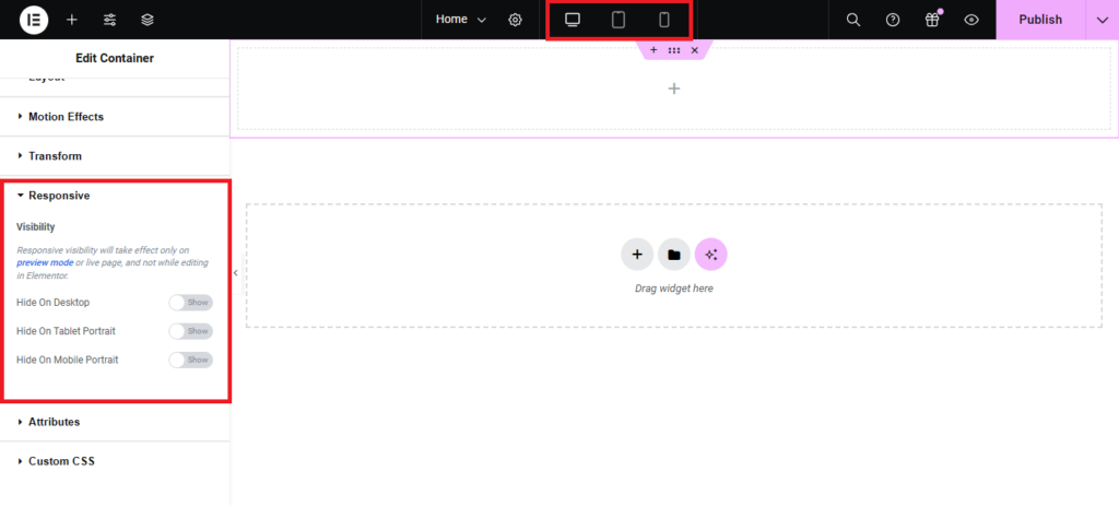 Screenshot of Elementor Responsive Control by Elementor Expert